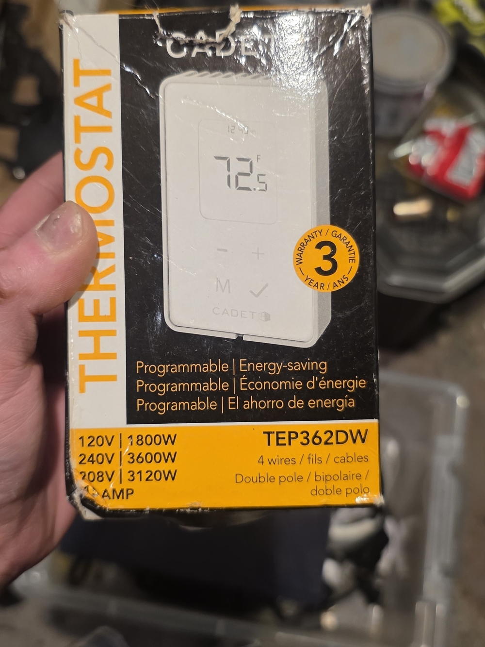 White Programmable Thermostat TEP362DW — Energy-Saving Control